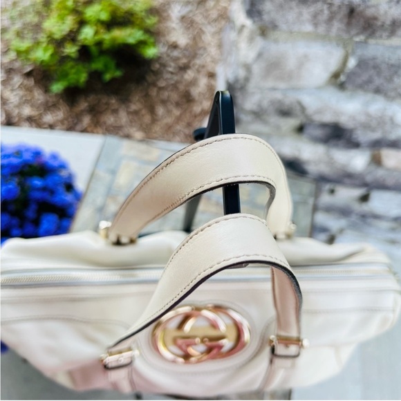 Gucci Britt Medium Ivory Calfskin Leather Boston Satchel Handbag - Picture 4 of 12